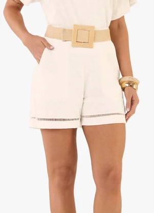 Rovitex - Shorts Feminino Moletinho Maquinetado Bege - ROVITEX