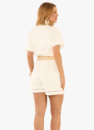 Rovitex - Shorts Feminino Moletinho Maquinetado Bege - ROVITEX