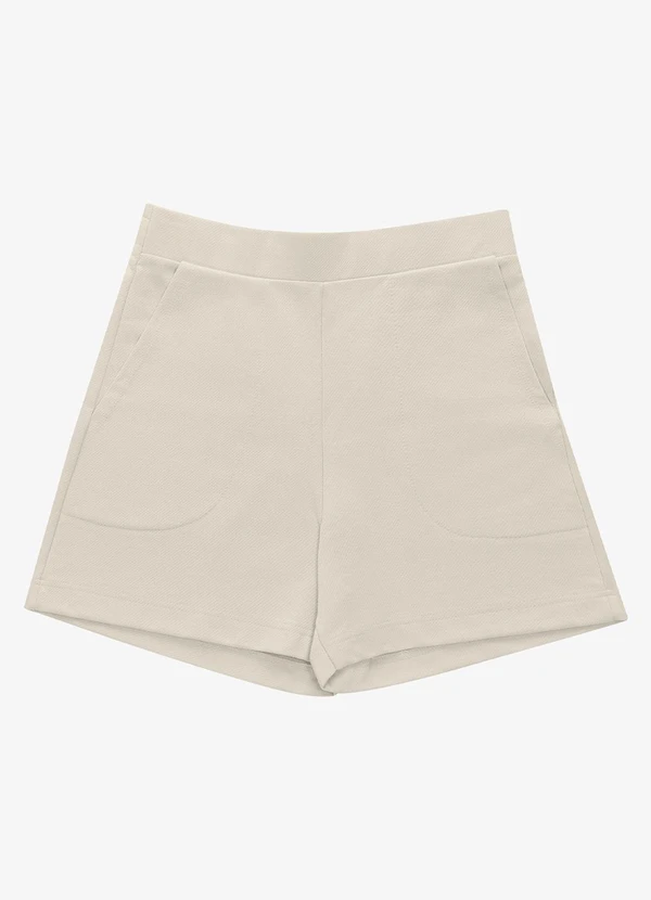 Rovitex - Shorts Feminino Moletom Sarjado Bege 3