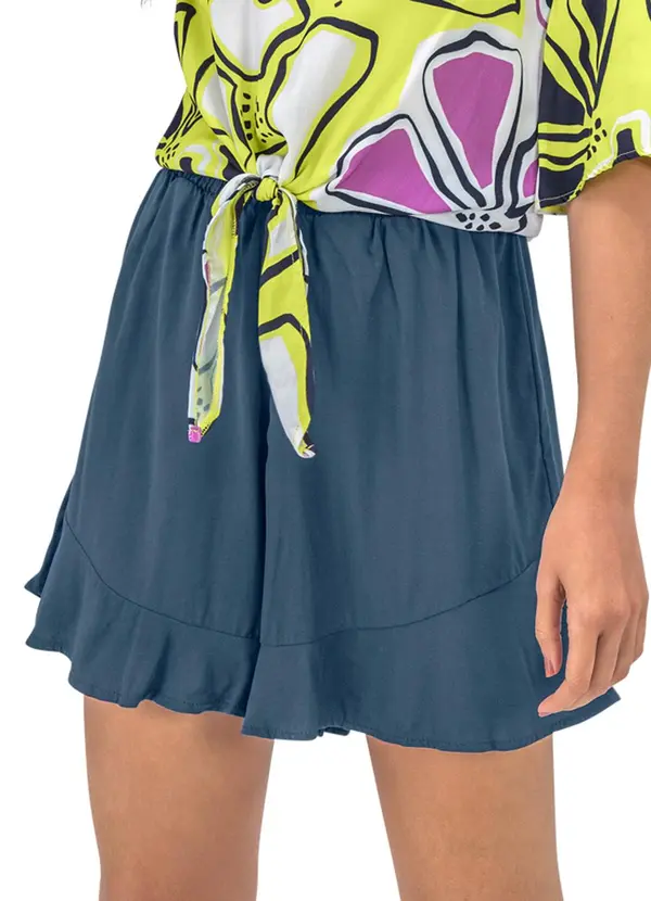 Rovitex - Shorts Feminino Viscose Azul