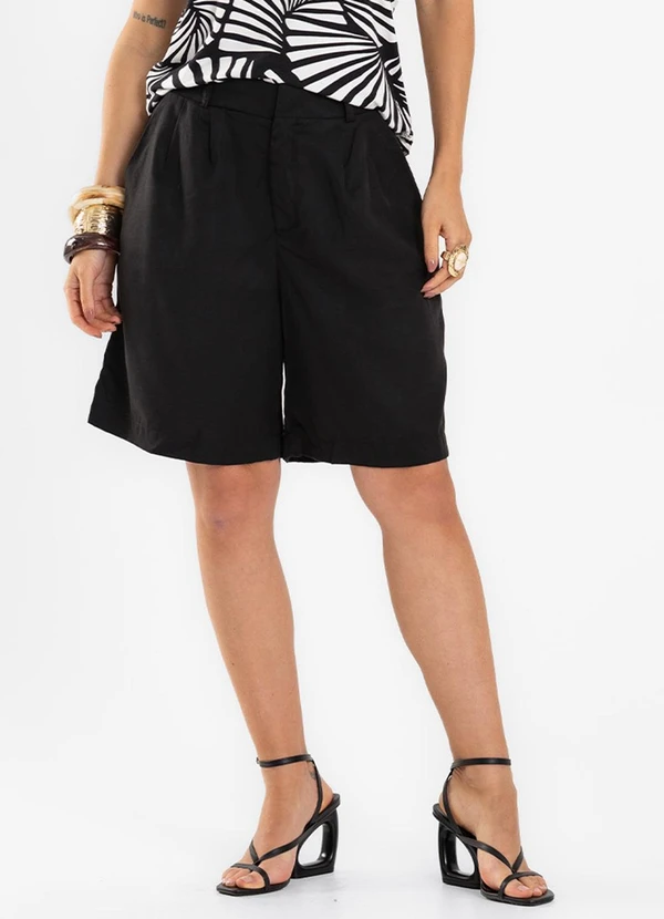 Rovitex - Shorts Feminino Viscose Sarjada Preto