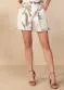 Quintess - Shorts Folhagem Bege com Botões Decorativos - variação: Folhagem Bege