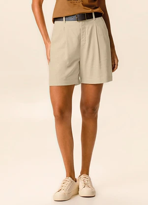 Malwee - Shorts Reto em Viscolinho Areia - MALWEE