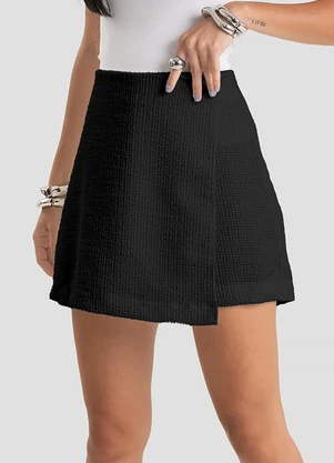 Dianna - Shorts Saia Feminino Tweed Preto - DIANNA