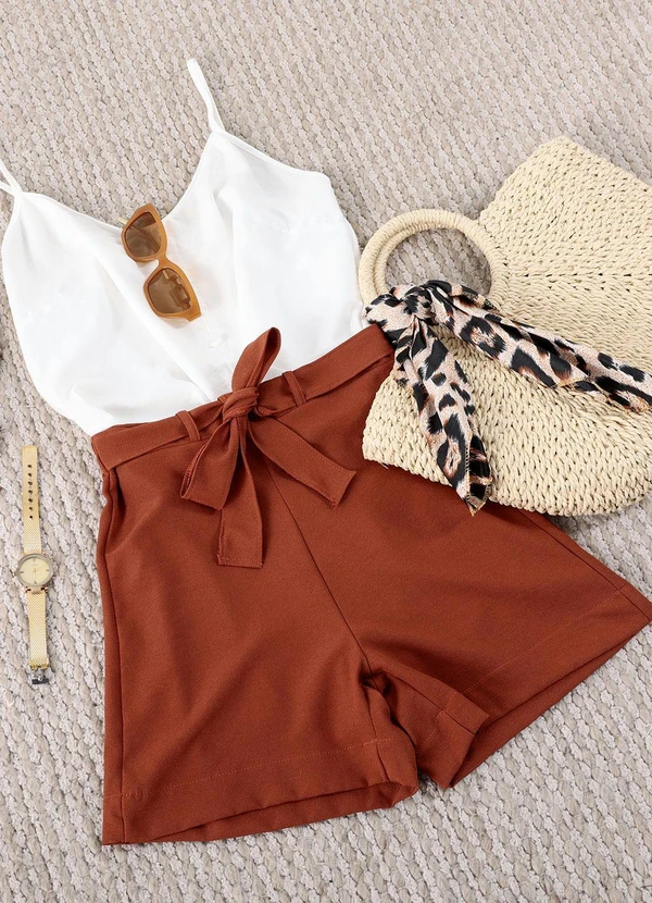 Quintess - Shorts Telha com Amarração 11