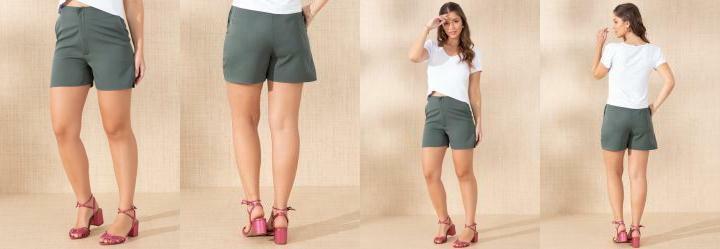 Shorts Verde Escuro Cintura Alta