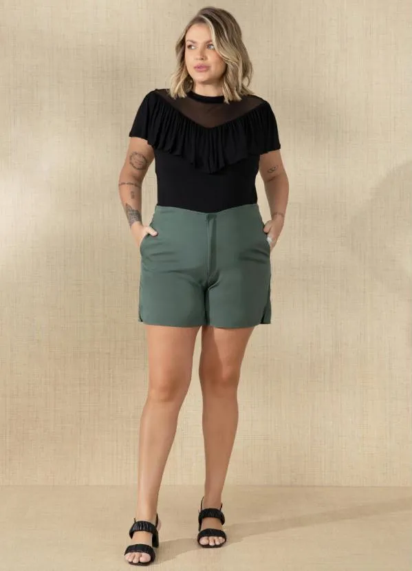 Quintess - Shorts Verde Escuro Cintura Alta 8