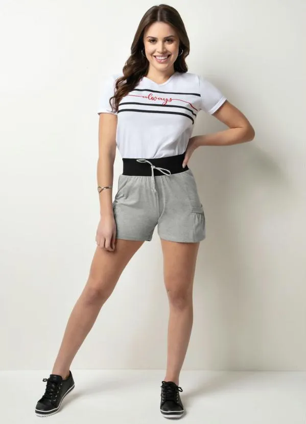 Moda Pop - Short Cinza Feminino 3