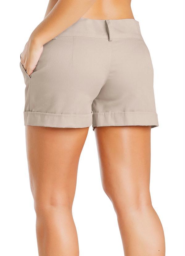 Outlet - Short Feminino Bege em Sarja 8
