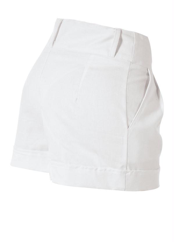 Outlet - Short Feminino Branco em Sarja 10