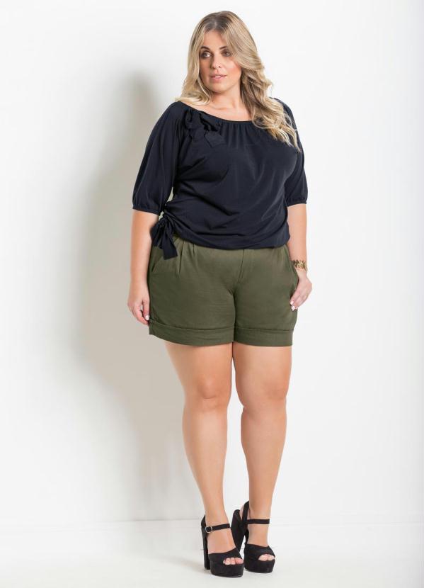 Marguerite - Short Feminino Plus Size Verde Musgo 4