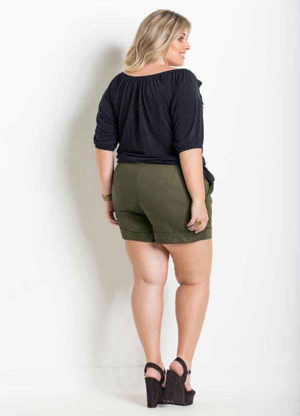 Marguerite - Short Feminino Plus Size Verde Musgo 5