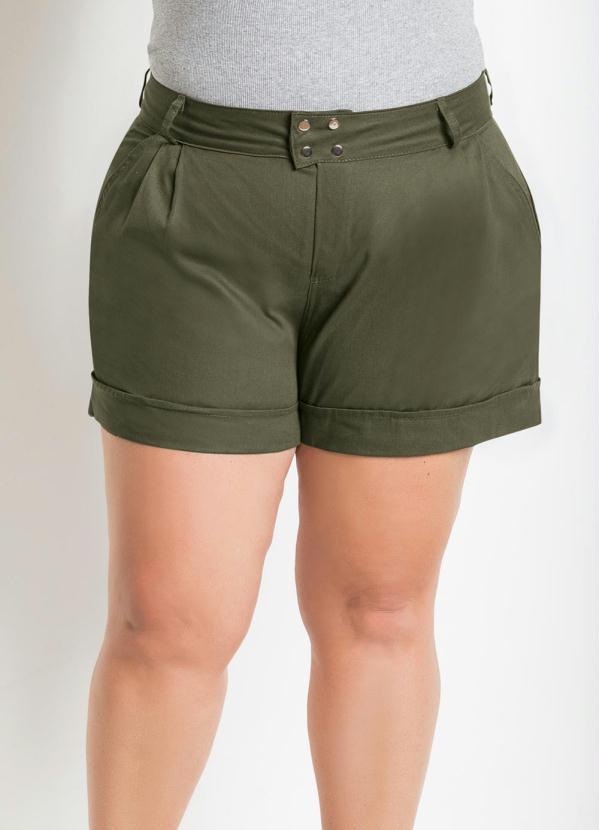 Marguerite - Short Feminino Plus Size Verde Musgo 7