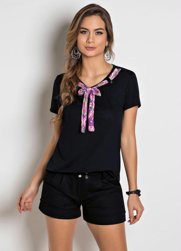 Outlet - Short Preto em Sarja 3