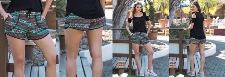 Shorts Boxer tnico com Bolsos Frontais