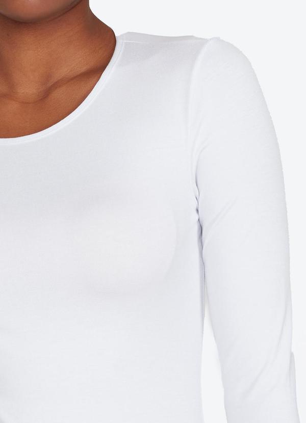 Basicamente - Camiseta Manga Longa Viscose Feminina Branco 2