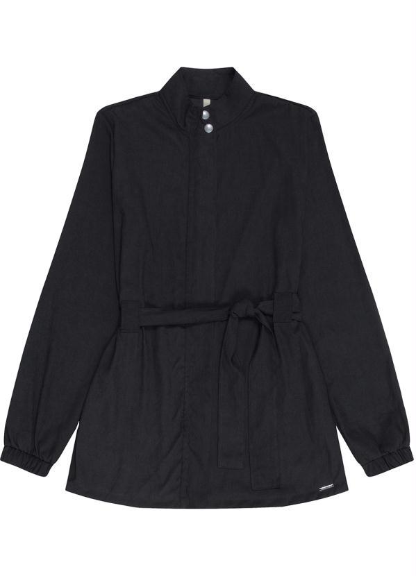 Cativa - Casaco Alongado em Tecido Preto