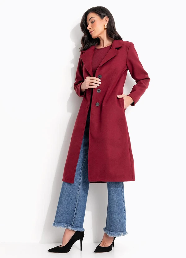 Quintess - Casaco Bordô em Lã Batida 3