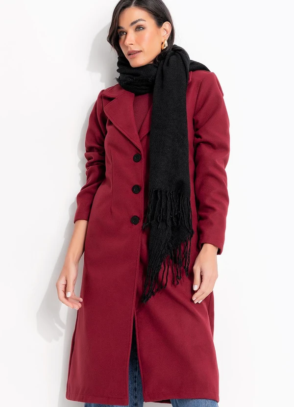 Quintess - Casaco Bordô em Lã Batida 5