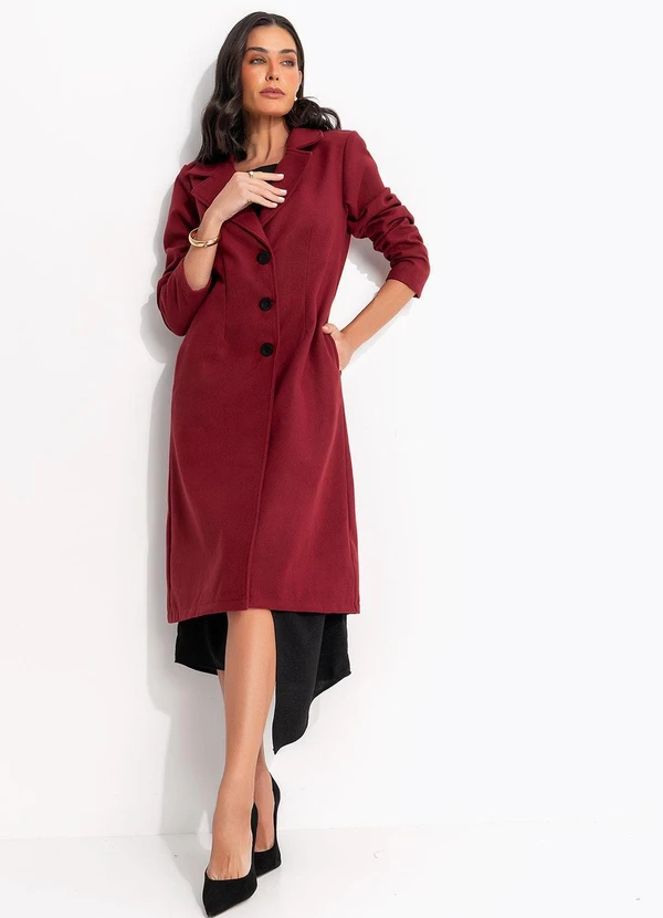 Quintess - Casaco Bordô em Lã Batida 6