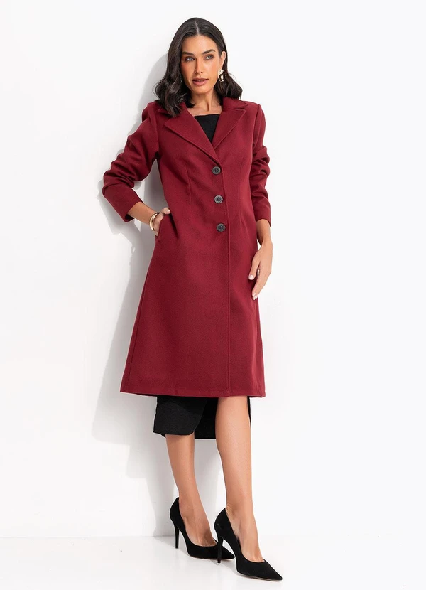 Quintess - Casaco Bordô em Lã Batida 8