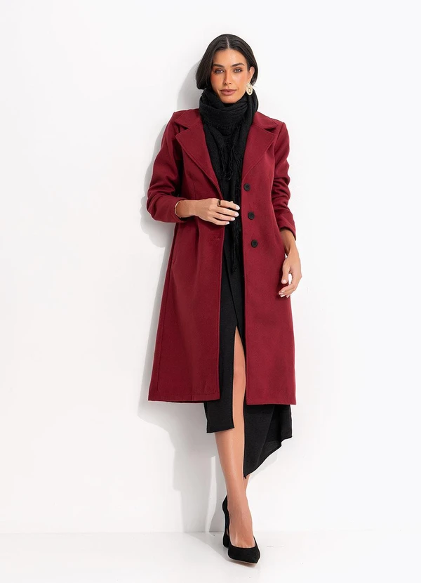 Quintess - Casaco Bordô em Lã Batida 9