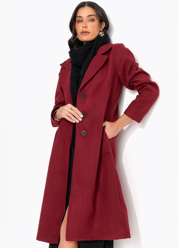 Quintess - Casaco Bordô em Lã Batida 10