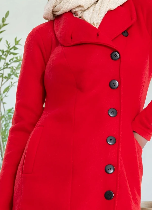 bonprix - Casaco com Bolsos Soft Vermelho 3