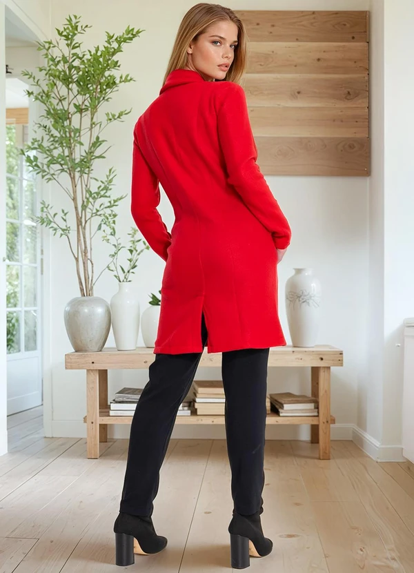 bonprix - Casaco com Bolsos Soft Vermelho 2