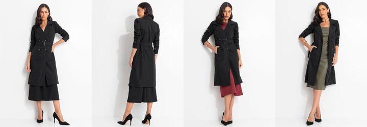 Casaco Preto em Tecido de Alfaiataria Sarjado