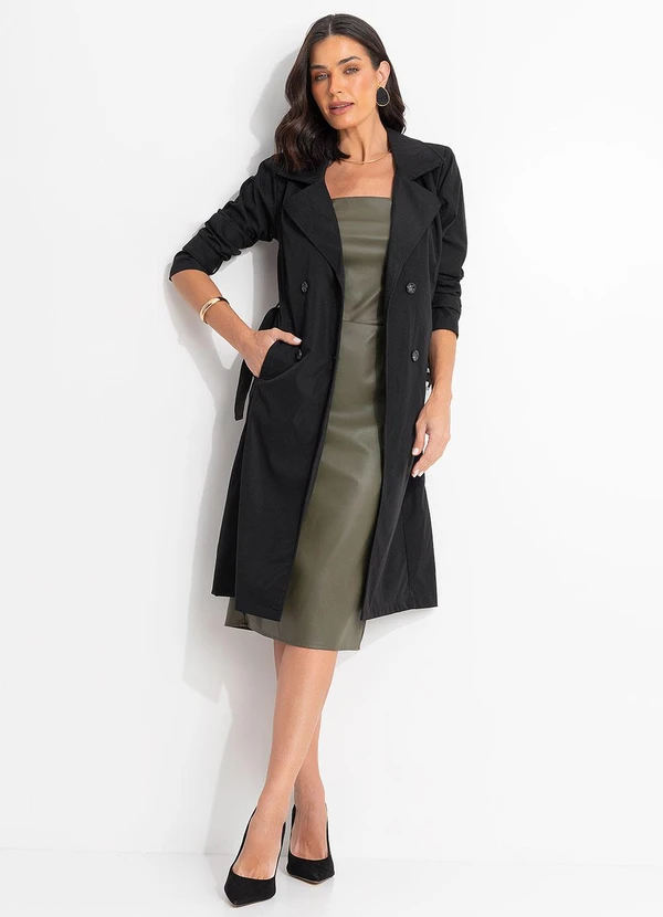 Quintess - Casaco Preto em Tecido de Alfaiataria Sarjado 5