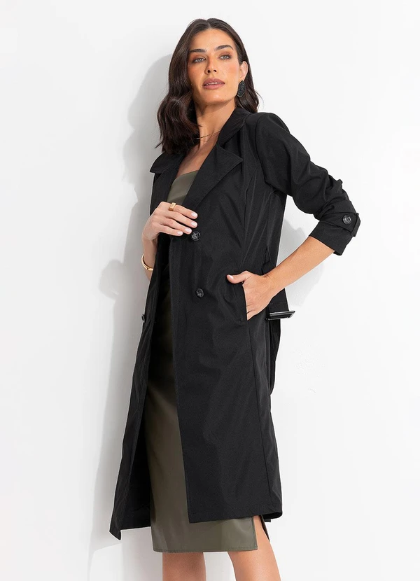 Quintess - Casaco Preto em Tecido de Alfaiataria Sarjado 6