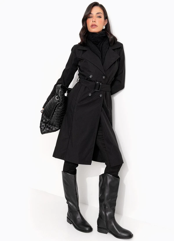 Quintess - Casaco Preto em Tecido de Alfaiataria Sarjado 7