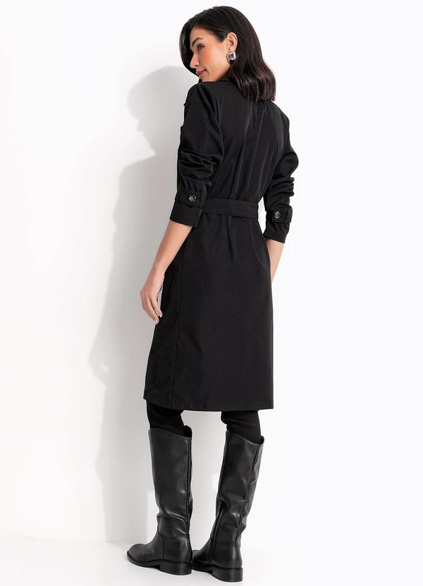 Quintess - Casaco Preto em Tecido de Alfaiataria Sarjado 8