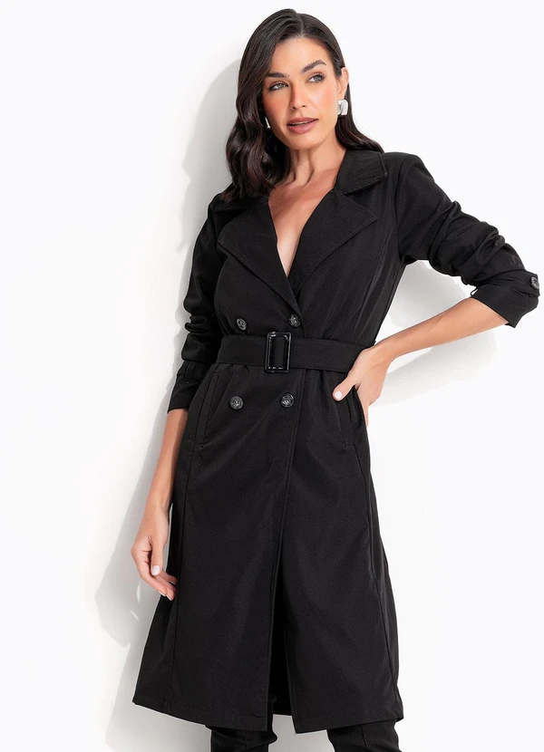 Quintess - Casaco Preto em Tecido de Alfaiataria Sarjado 10