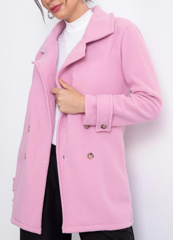 Quintess - Casaco Rosa Plush Buclê com Bolsos 2