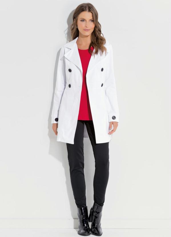 Quintess - Casaco Sobretudo Branco Estilo Militar 3