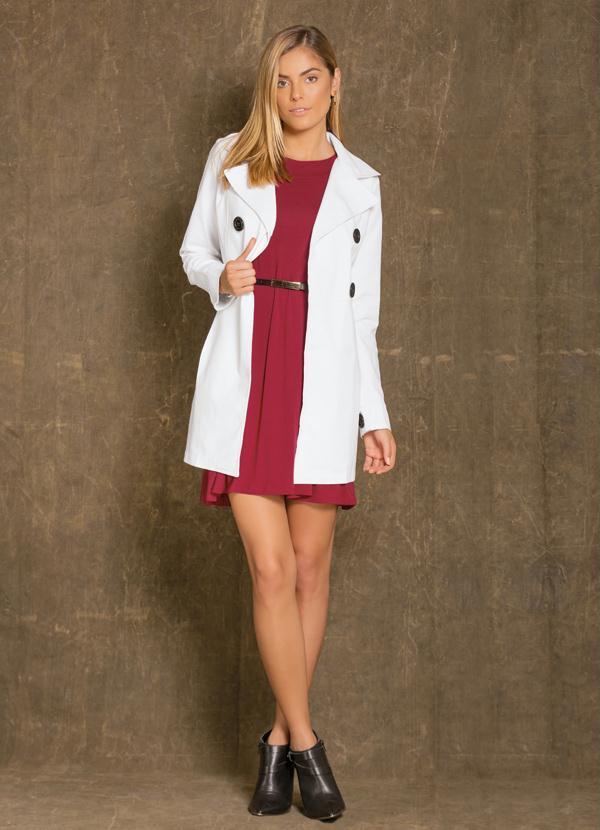 Quintess - Casaco Sobretudo Branco Estilo Militar 5