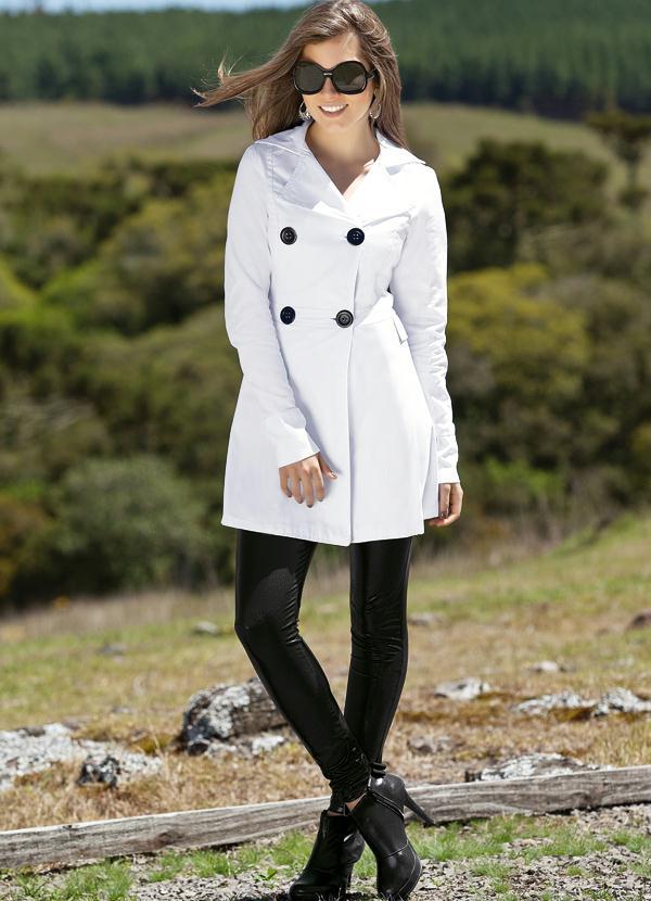 Quintess - Casaco Sobretudo Branco Estilo Militar 7