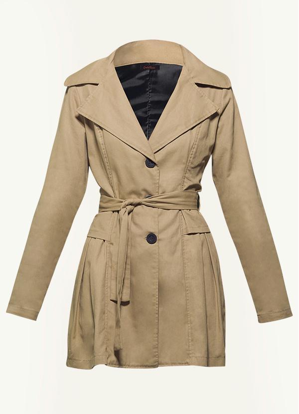 Quintess - Sobretudo Acinturado Bege com Bolsos 6