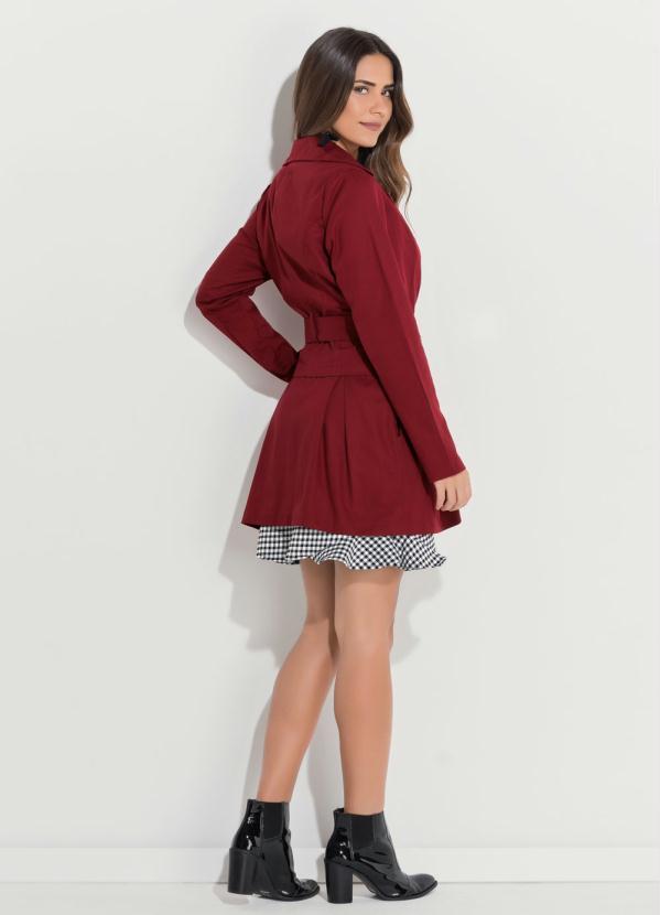 Quintess - Sobretudo Acinturado Bordô com Bolsos 10