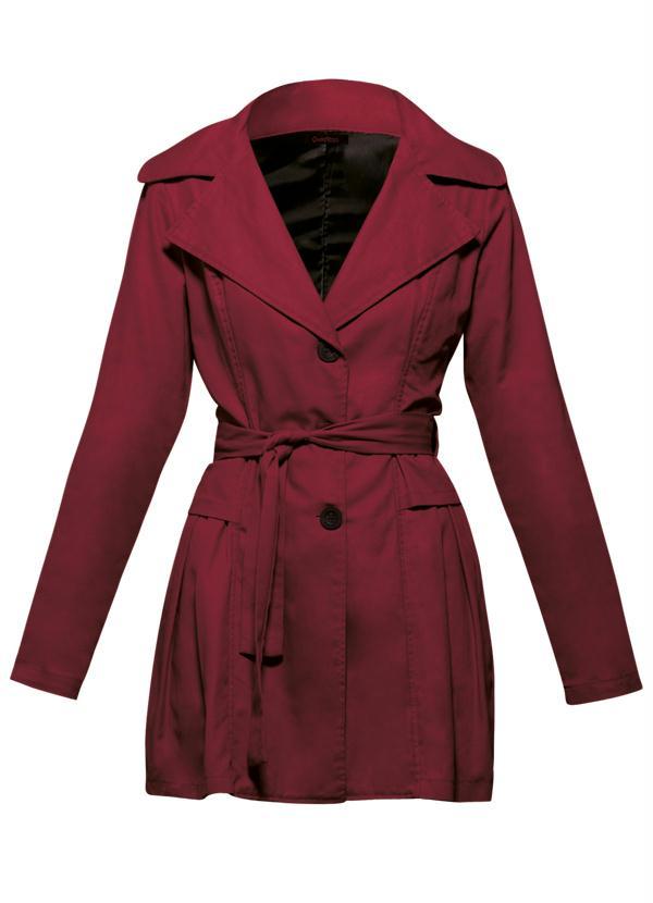 Quintess - Sobretudo Acinturado Bordô com Bolsos 12