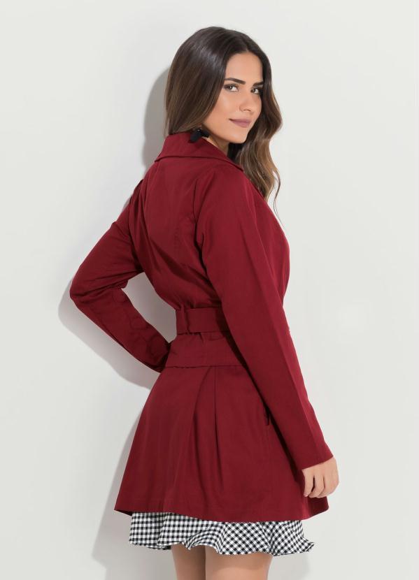 Quintess - Sobretudo Acinturado Bordô com Bolsos 3