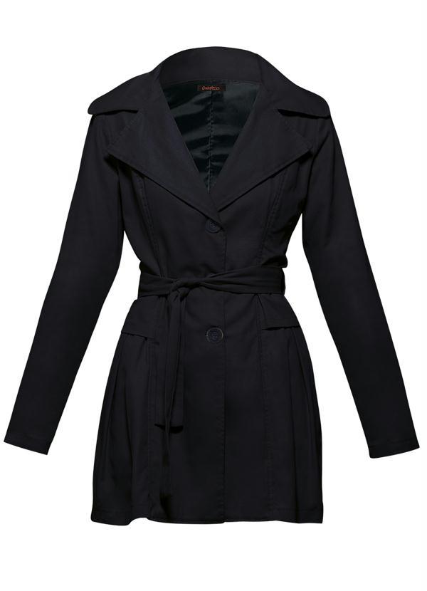 Quintess - Sobretudo Acinturado Preto com Bolsos 6