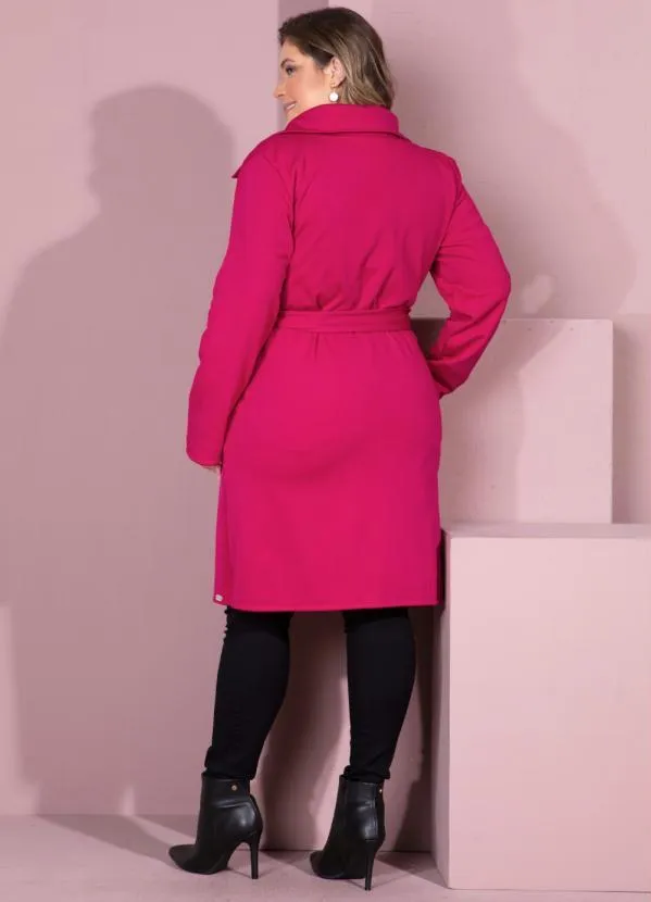 Quintess - Sobretudo Alongado Pink com Faixa e Botões 4