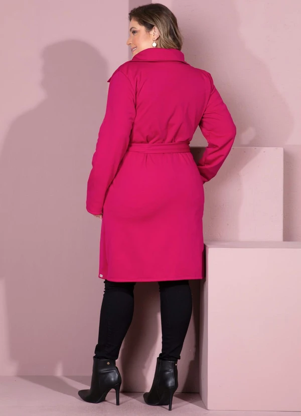 Quintess - Sobretudo Alongado Pink com Faixa e Botões 8