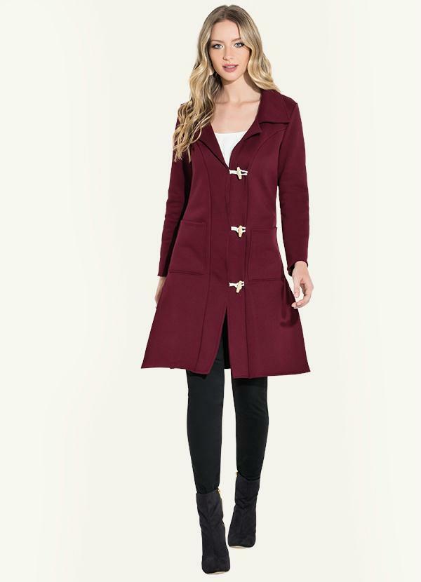 Quintess - Sobretudo Bordô com Fechamento Frontal 3