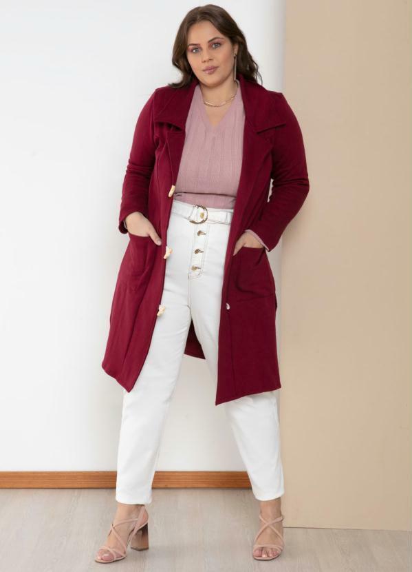 Quintess - Sobretudo Bordô com Fechamento Frontal 5