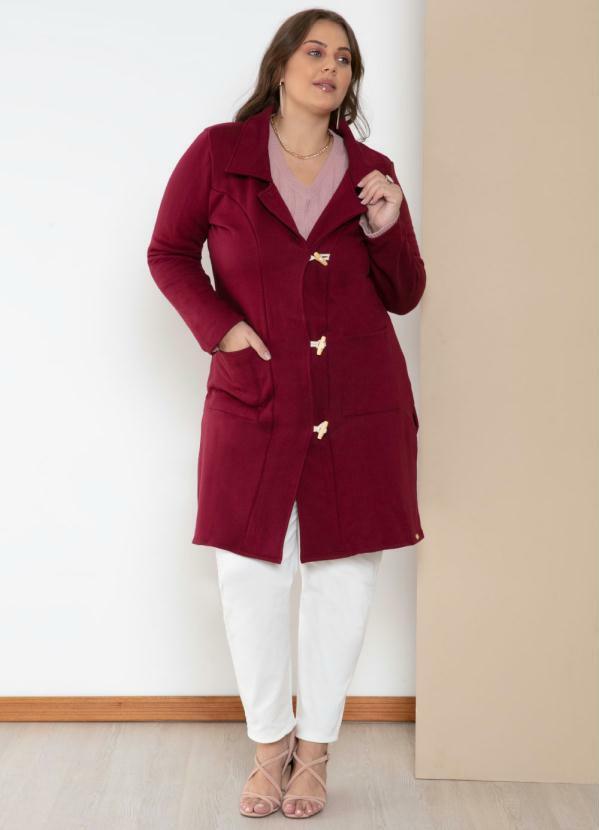 Quintess - Sobretudo Bordô com Fechamento Frontal 7