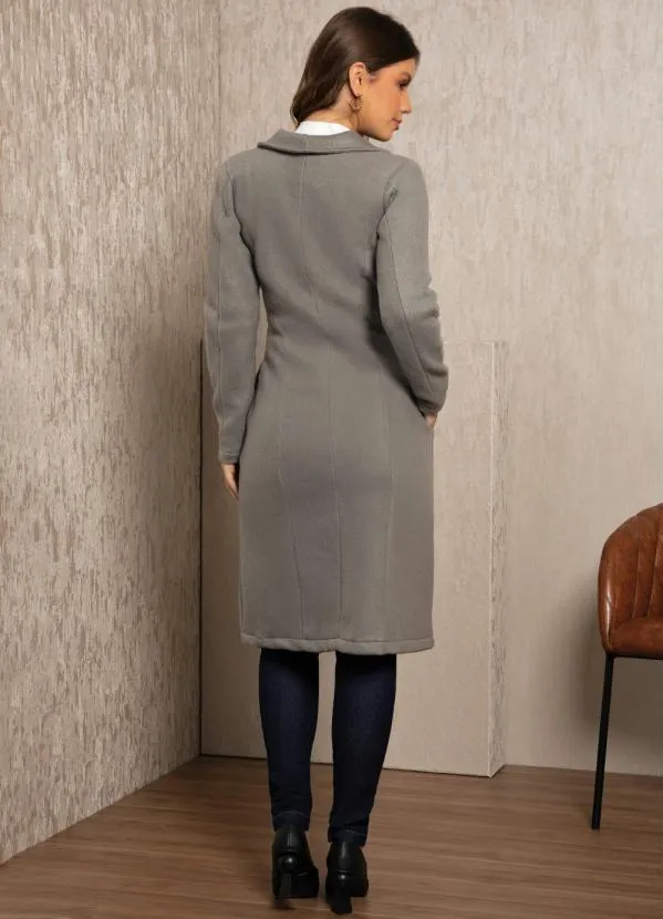 Quintess - Sobretudo Cinza Alongado com Bolsos 6
